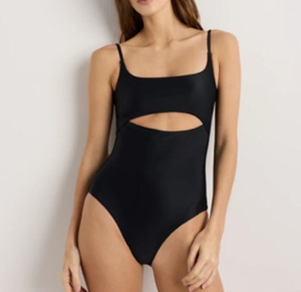 Quince NWT Italian Cut Out One-Piece Swimsuit Black